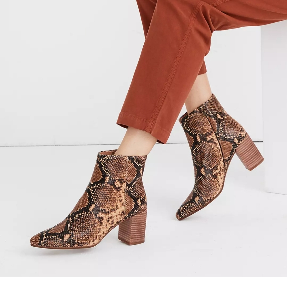 Madewell Snake Print Ankle Boots